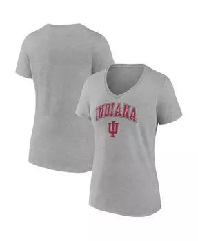 Женская футболка с v-образным вырезом Evergreen Campus с логотипом Heather Grey Indiana Hoosiers Fanatics, серый