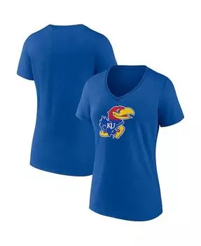 Женская футболка с v-образным вырезом и логотипом Royal Kansas Jayhawks Evergreen Fanatics, синий