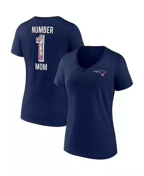 Женская футболка с v-образным вырезом и темно-синим логотипом New England Patriots Team ко Дню матери Fanatics, синий