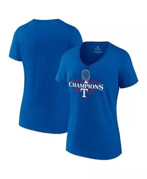 Женская футболка с v-образным вырезом и официальным логотипом Royal Texas Rangers 2023 World Series Champions Fanatics, синий