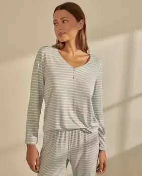 Женская футболка с V-образным вырезом и длинными рукавами nfasis, зеленый