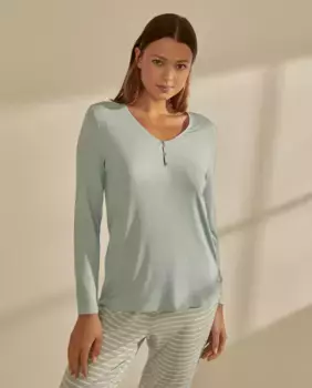 Женская футболка с V-образным вырезом и длинными рукавами nfasis, цвет Jabn