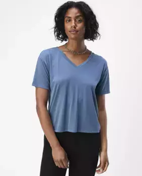 Женская футболка с V-образным вырезом и короткими рукавами Object, синий