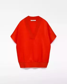 Женская футболка с V-образным вырезом и короткими рукавами Adolfo Dominguez, красный