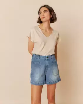 Женская футболка с V-образным вырезом и короткими рукавами Indi & Cold, цвет Natural