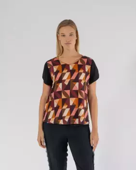 Женская футболка с V-образным вырезом и рукавами-тюльпанами October, черный