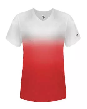 Женская футболка с V-образным вырезом и эффектом омбре Badger, красный