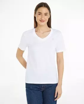 Женская футболка с V-образным вырезом и короткими рукавами Calvin Klein Jeans, белый