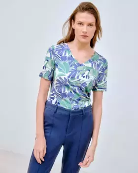 Женская футболка с V-образным вырезом и принтом Lasserre, белый