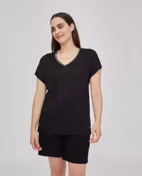 Женская футболка с V-образным вырезом и короткими рукавами October, красный