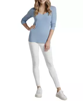 Женская футболка с V-образным вырезом и рукавом 3/4 Three Dots, синий