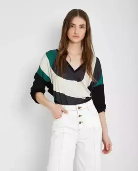 Женская футболка с V-образным вырезом и рукавом три четверти Trucco, мультиколор