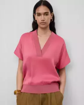 Женская футболка с V-образным вырезом и коротким рукавом Adolfo Dominguez, розовый