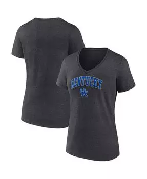 Женская футболка с v-образным вырезом и фирменным логотипом Heather Charcoal Kentucky Wildcats Evergreen Campus Fanatics