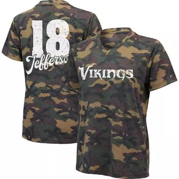 Женская футболка с v-образным вырезом и камуфляжным принтом Justin Jefferson Minnesota Vikings, имя и номер