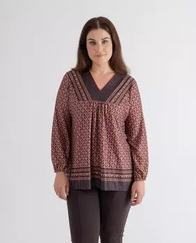 Женская футболка с V-образным вырезом и принтом October, гранатовый