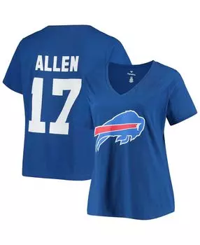 Женская футболка с v-образным вырезом имени и номера Josh Allen Royal Buffalo Bills Fanatics