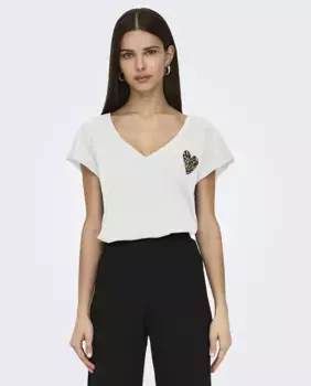 Женская футболка с V-образным вырезом Only, белый