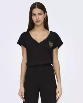 Женская футболка с V-образным вырезом Only, черный