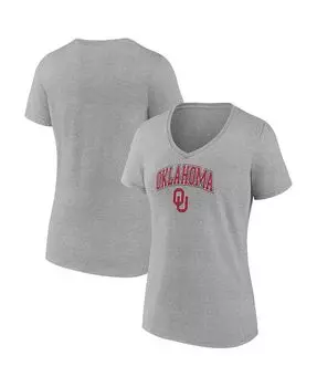 Женская футболка с v-образным вырезом с логотипом Heather Grey Oklahoma owners Evergreen Campus Fanatics, серый