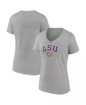 Женская футболка с v-образным вырезом с логотипом Heather Grey LSU Tigers Evergreen Campus Fanatics