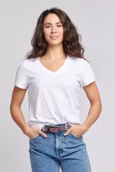 Женская футболка с v образным вырезом, стандартного кроя U.S. Polo Assn, белый