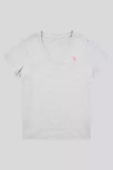 Женская футболка с v образным вырезом, стандартного кроя U.S. Polo Assn, серый