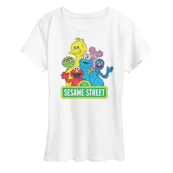 Женская футболка с винтажным графическим рисунком «Улица Сезам» Licensed Character, белый
