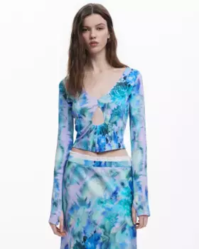 Женская футболка с вырезом Collina Strada Desigual, синий