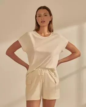 Женская футболка с вырезом и круглым вырезом nfasis, цвет 150 Vainilla