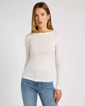 Женская футболка с вырезом лодочкой и длинными рукавами Lee, белый