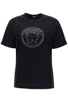 Женская футболка с вышивкой «Медуза» от Versace, черный