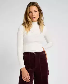 Женская футболка с высоким воротником и длинными рукавами Lee, белый