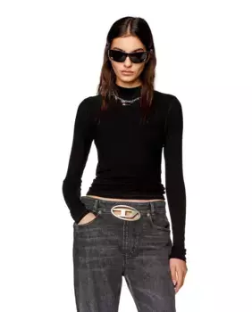 Женская футболка с высоким воротником и длинными рукавами Diesel, черный