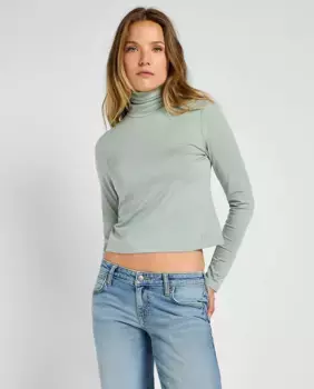 Женская футболка с высоким воротником и длинными рукавами Lee, зеленый