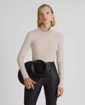 Женская футболка с высоким воротником Simorra, бежевый