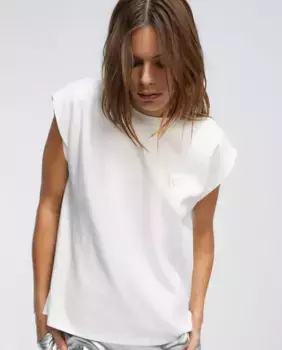 Женская футболка с заниженными рукавами и вышивкой Lola Casademunt, белый