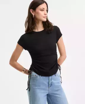 Женская футболка с завязками сбоку I.N.C. International Concepts, черный