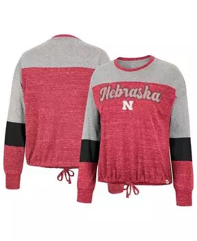 Женская футболка Scarlet Nebraska Huskers Joanna с длинными рукавами и завязкой спереди Colosseum, красный