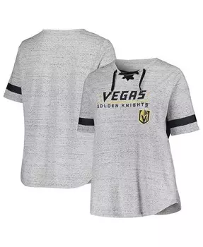 Женская футболка серого цвета Хизер Vegas Golden Knights на шнуровке больших размеров Fanatics, серый