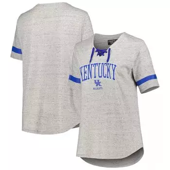 Женская футболка серого цвета Kentucky Wildcats большого размера на шнуровке