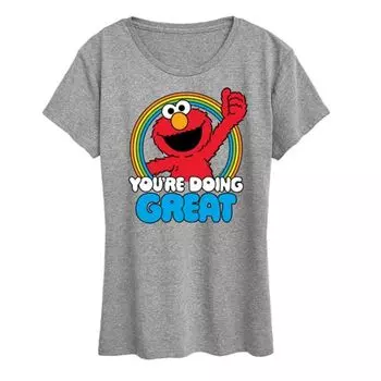 Женская футболка Sesame Street с принтом "У тебя всё отлично" Licensed Character, серый