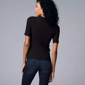 Женская футболка Simply Vera Vera Wang в рубчик с рукавами до локтя Simply Vera Vera Wang, черный