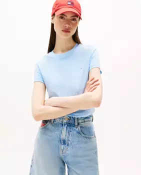 Женская футболка slim fit с коротким рукавом Tommy Jeans, светло-голубой
