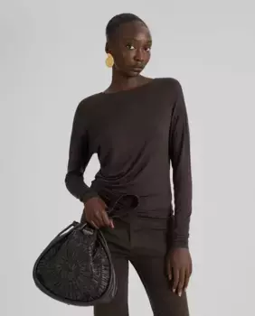 Женская футболка со сборками по бокам Simorra, коричневый