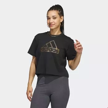 Женская футболка со значком рептилии со спортивной графикой Adidas, черный