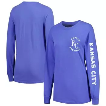 Женская футболка Soft as a Grape Royal Kansas City Royals Team с длинными рукавами и пигментными красками