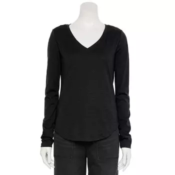 Женская футболка Sonoma Goods For Life Adaptive на каждый день с длинными рукавами и v-образным вырезом, цвет Pitch Black