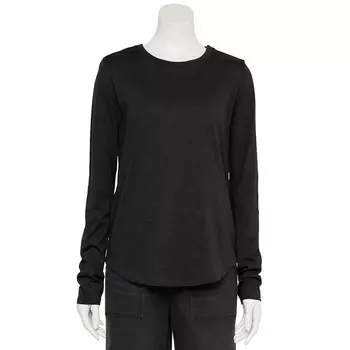 Женская футболка Sonoma Goods For Life Adaptive на каждый день с круглым вырезом и длинными рукавами, цвет Pitch Black