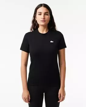 Женская футболка SPORT из трикотажа из натурального хлопка Lacoste, черный